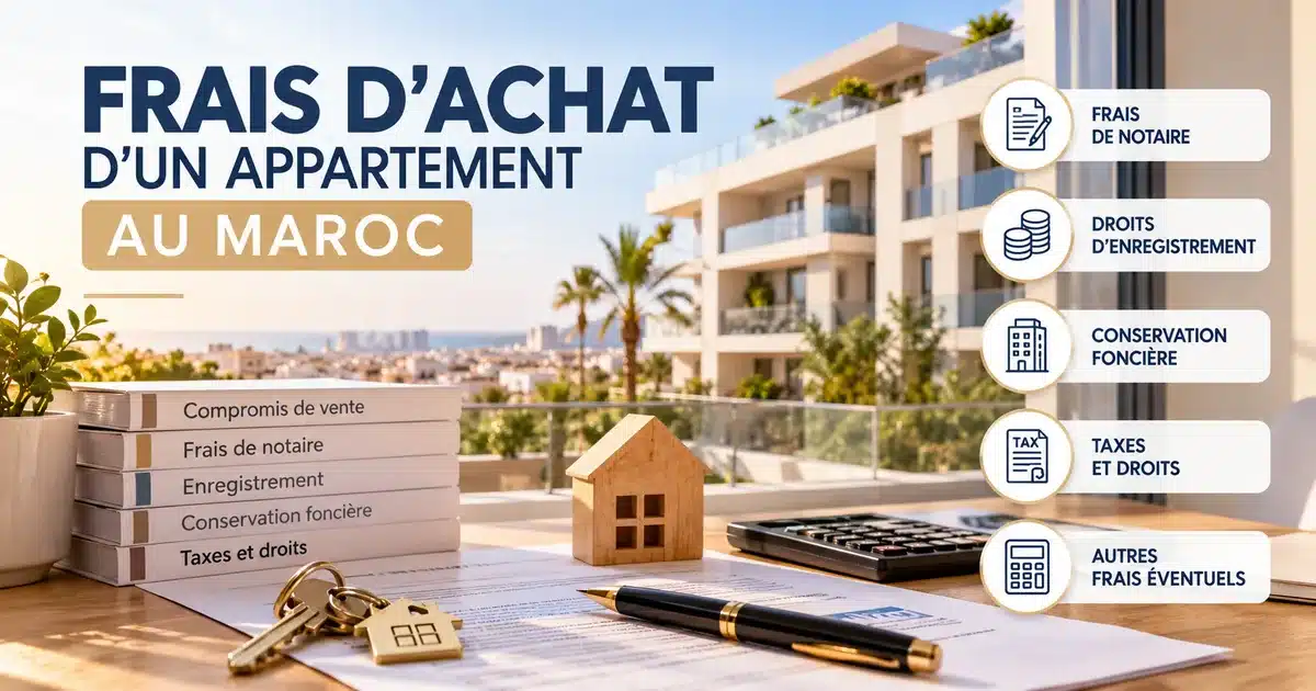 Frais d'achat appartement au Maroc : notaire, droits d'enregistrement, conservation foncière et taxes